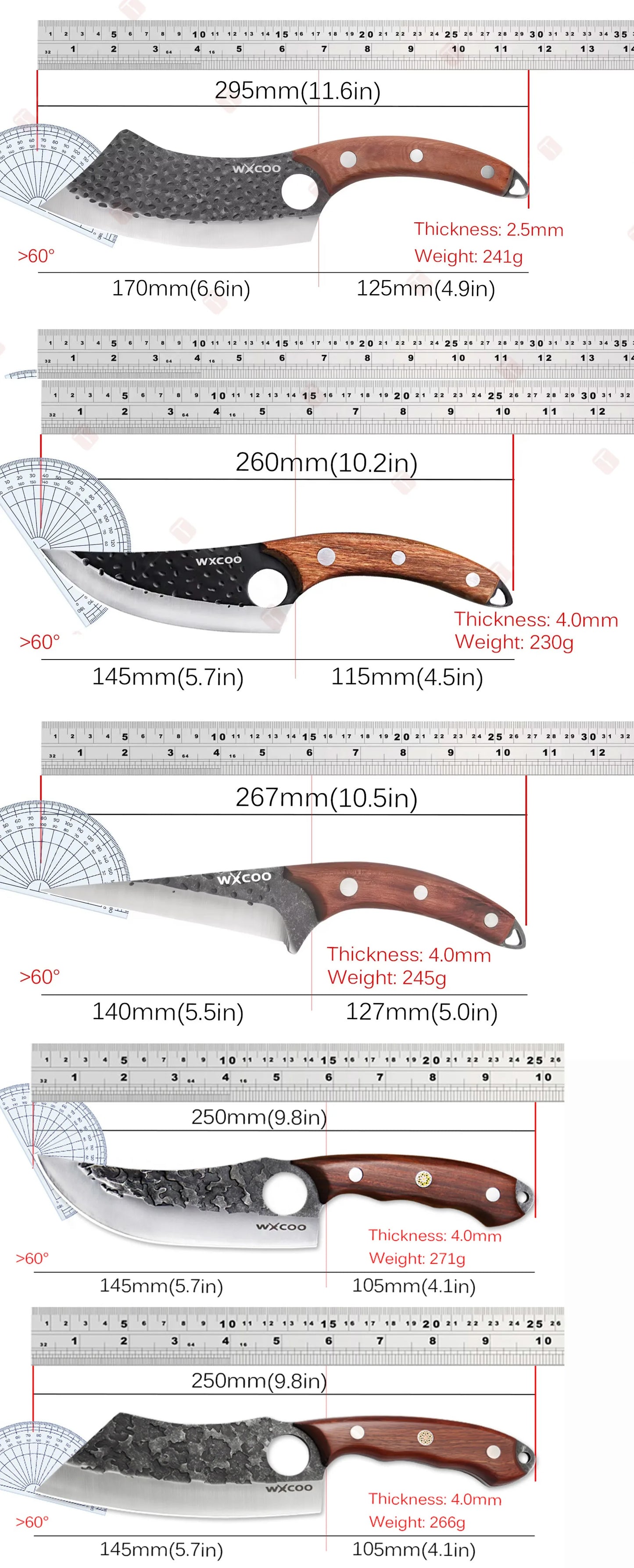 Professional Kitchen Forged Knife BBQ Cooking Chef Knives Wooden Handle Meat Cleaver Fruit Cutter Boning Knife Kitchen Supplies