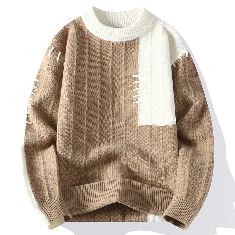 Herbst und Winter Neue Freizeitmode Farbabstimmung Trend Warmer Outdoor Bequemer Pullover Herren Strick Unterhemd