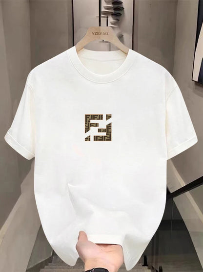 F Family Trendmuster Reine Baumwolle Herren- und Damen-Basis-Shirt, Rundhals Kurzarm T-Shirt Paar Print Frühling und Herbst