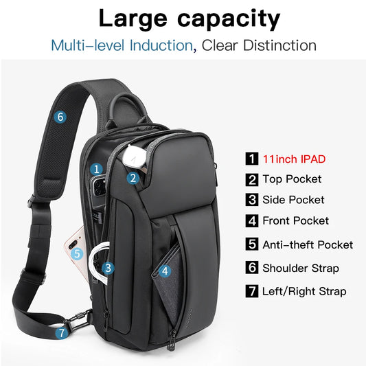 Bange New Oxford Fashion Waterproof Chest Bag Crossbody Bag Men's Models Men's Chest Bag Leisure Shoulder Satchel Large Capacity - Teglex