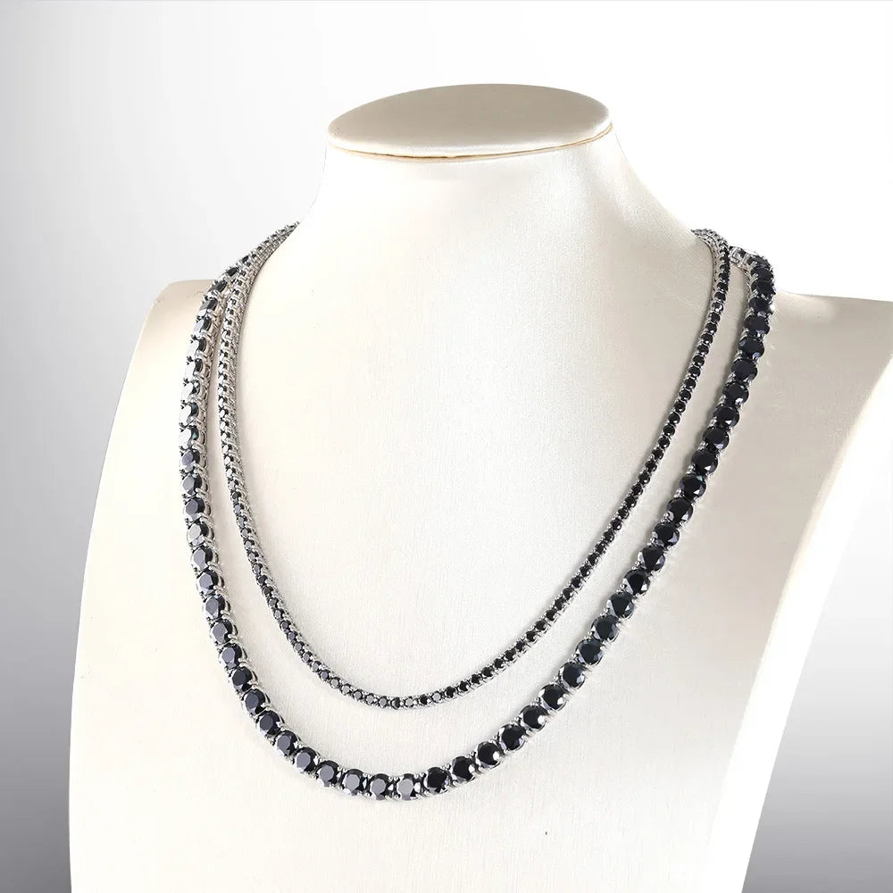 3mm 4mm 5mm 6.5mm Real Black Moissanite Tennis Necklace 100% S925 Sterling Silver Neck Chain GRA