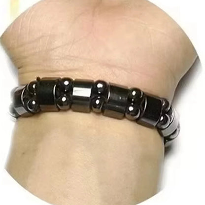 1PC Fashionable Black Gallstone Elastic Adjustable Health Energy Magnetic Therapy Hematite Bracelet for Men and Women