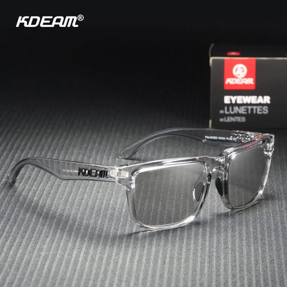 KDEAM Große quadratische Herrensonnenbrille Polarisierte photochrome Übergröße Sonnenbrille Mode Damensonnenbrille Verbesserte Version