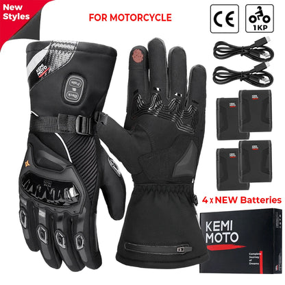 Motorcycle Heated Gloves Touch Screen Winter Warm Skiing Gloves Waterproof Rechargeable Heating Thermal Gloves For Snowmobile