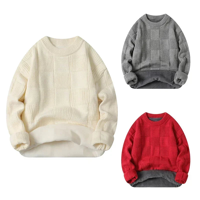 New Solid Color Homestays Men's Autumn and Winter Warm Thick Crewneck Sweater Casual and Comfortable Home Pajamas