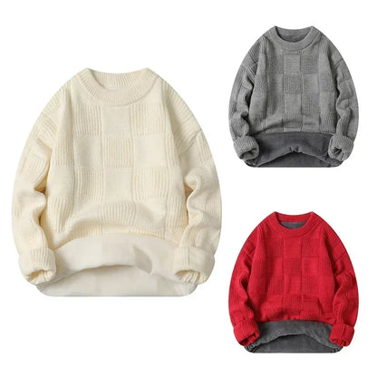 New Solid Color Homestays Men's Autumn and Winter Warm Thick Crewneck Sweater Casual and Comfortable Home Pajamas
