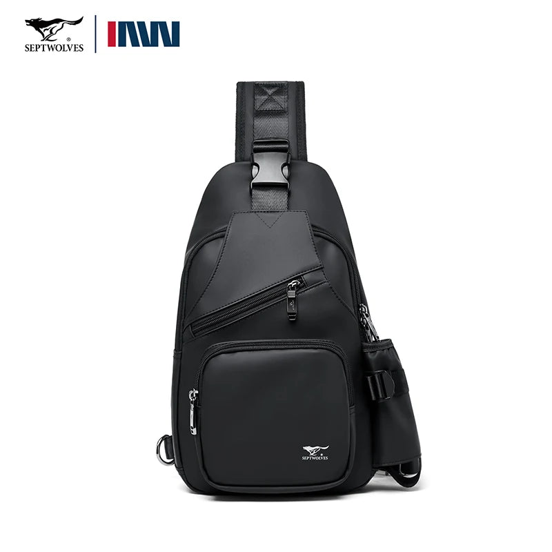 Men's Leather Sling Bag Waterproof Crossbody