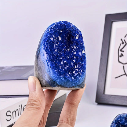 Uruguayan Blue Quartz Geode Cluster | Home Office Decor