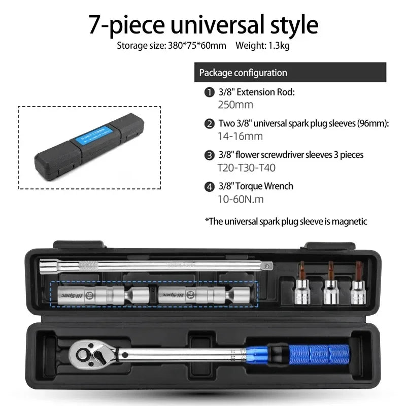 Ultra-Thin 3/8" Torque Wrench 10-60Nm Spark Plug Kit