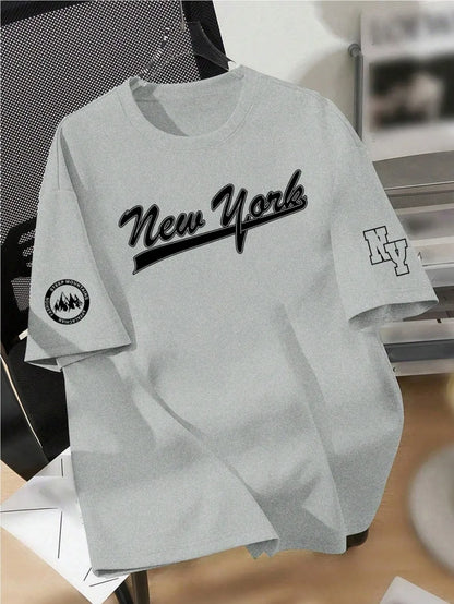 New men's summer design letter print soft and breathable round neck T-shirt summer outdoor street quick drying top