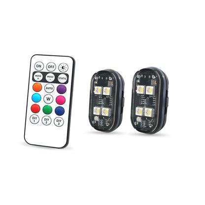 2/4pcs Wireless LED Strobe Lights Car Decor Atmosphere Light, 8 Colors Rechargeable Led Lights Anti-Collision LED Warning Light