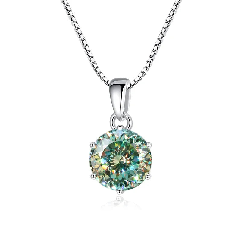 JoyceJelly 1 CT Real Moissanite Pendant Necklace For Women Royal Blue Color Moissanite 925 Sterling Silver Wedding Fine Jewelry