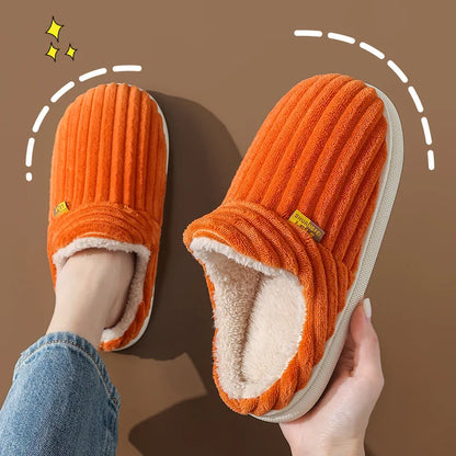 Bebealy Winter Fur Men Slippers Men Shoes Outdoor Nonslip Short Plush Men Slippers Casual Fuzzy House Ankle Men Boots Flat Shoes