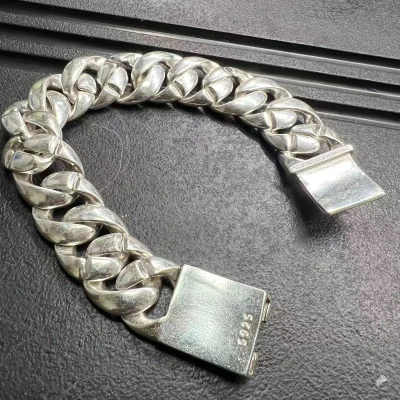 115g Old Tibetan Silver Thick Bold Bangle, Retro Simple Personality Unisex Fashion Jewelry Holiday Gift Accessories