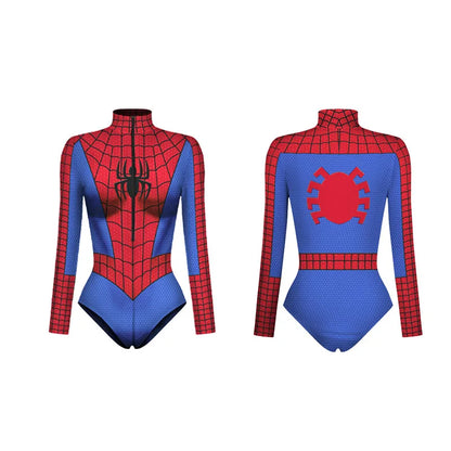 Women Spiderman Swimsuit Superhero Captain Marvel Bodysuit Anime Black Panther Cosplay Costume Long Sleeve Halloween Outfits