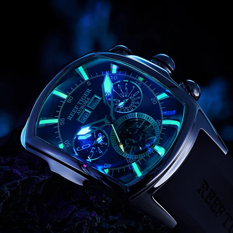 Reef Tiger Tourbillon Automatic Watch – Wine Barrel