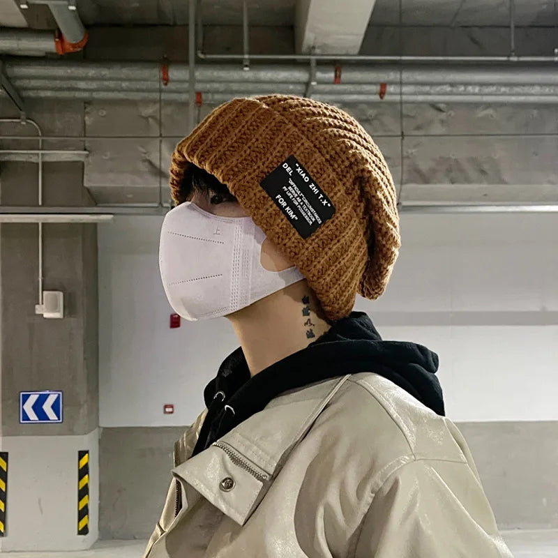 2023 Fashionable Men's Autumn And Winter Knitted Hats Large Size Warm Cold Beanie Hat Loose Big Head Ware Knitting Hat For Men