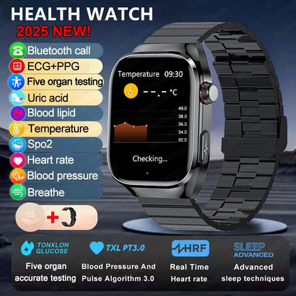 2025 Neue Mikro-Vorsorgeuntersuchung Smartwatch für Herren Harnsäure Körperfett Fünf-Organe-Gesundheitsuhr Bluetooth-Anruf Smart-Armband