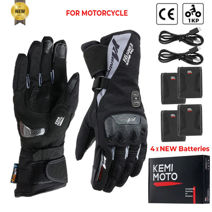 Motorcycle Heated Gloves Touch Screen Winter Warm Skiing Gloves Waterproof Rechargeable Heating Thermal Gloves For Snowmobile