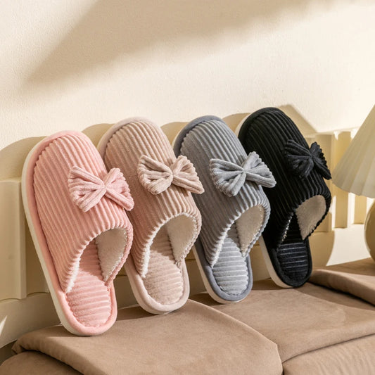 Women's Bow Slippers – Soft Warm Indoor Home Shoes