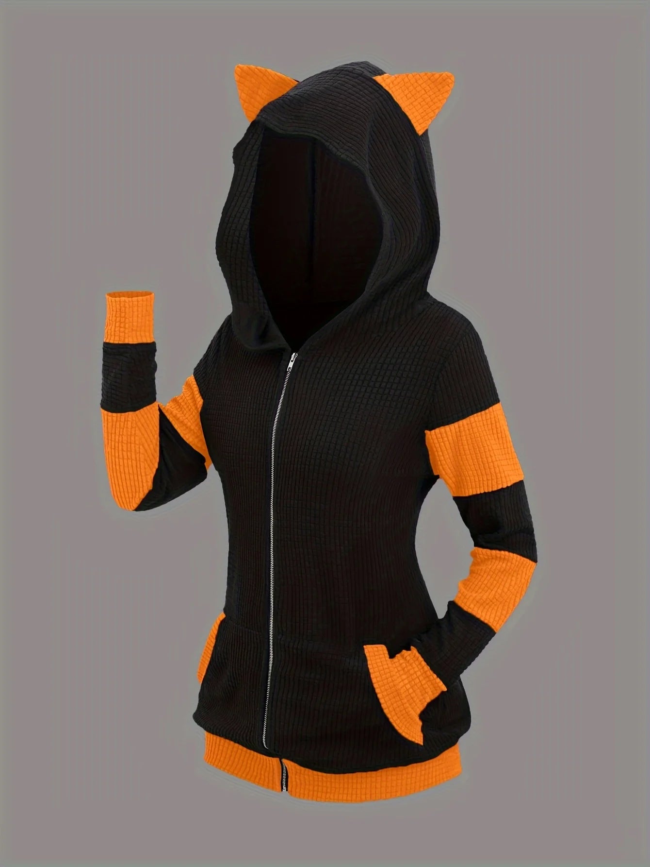 European cat ears long hooded pullover sweater coat