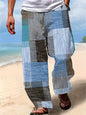 2025 Summer New Men's Casual Pants 3D Retro Shabby Print Beach Pants 100% Polyester Fiber Lightweight Stretch Cord Sweatpants