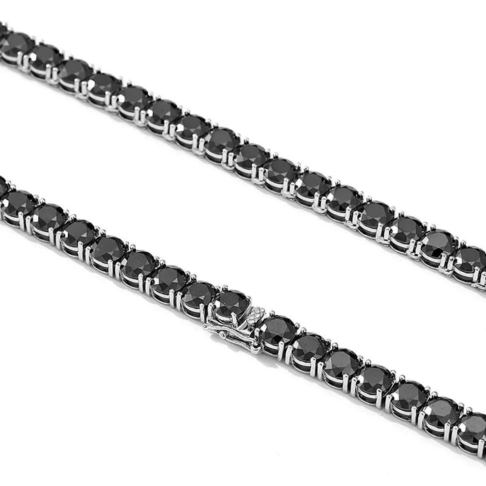 3mm 4mm 5mm 6.5mm Real Black Moissanite Tennis Necklace 100% S925 Sterling Silver Neck Chain GRA