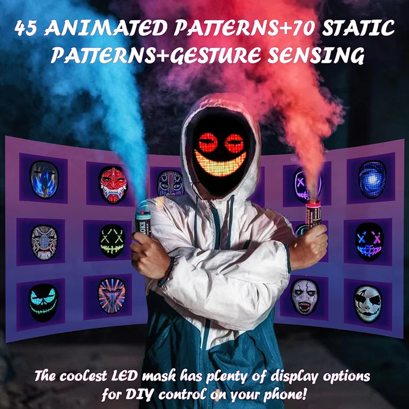 LED Mask Bluetooth APP Programmable Halloween Face