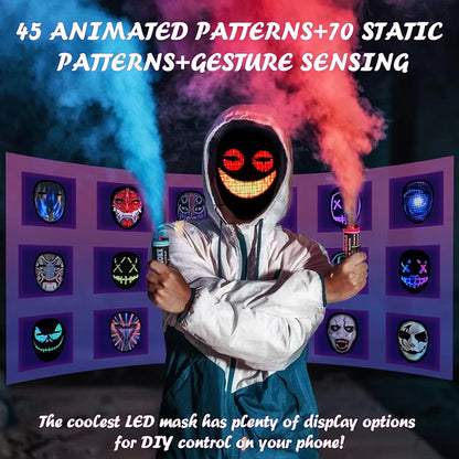 LED Mask Bluetooth APP Programmable Halloween Face