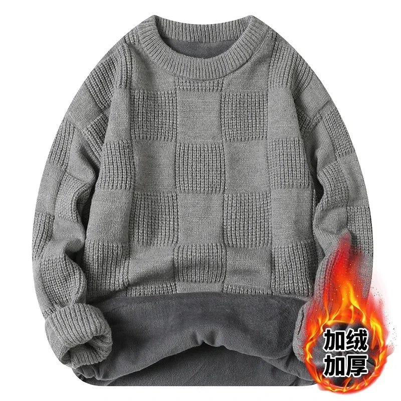 New Solid Color Homestays Men's Autumn and Winter Warm Thick Crewneck Sweater Casual and Comfortable Home Pajamas