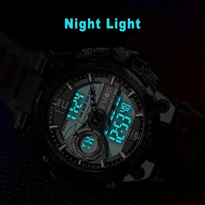 Digitale Herren-Stahl-Militär-Armbanduhr LED Quarz-Uhr Sportuhr Herren Große Uhren Herren Relogios Masculino