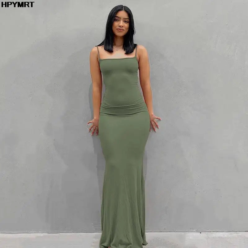 Women's Satin Backless Bodycon Maxi Slip Dress