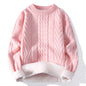 Men's Clothing Autumn Winter Flocking Solid Color Pullover Lantern Long Sleeve O-Neck Sweater Knitted England Style Stylish Tops