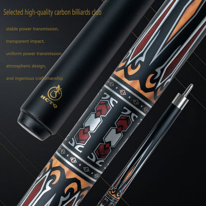 12.75mm Tip High-Quality Multi-Layered Carbon Fiber and Glass Fiber Billiard Cue with Metallic Pattern, Yellow Color, Perfect fo