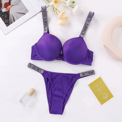 Women's New Fashion Sexy Lingerie Sporty Classic Padded Adjustable push up V Lingerie Set S Underwear Set