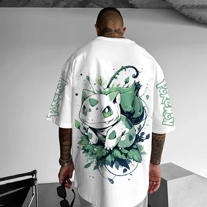 Pokémon Anime Peripheral T-shirt 2025 Summer New Men's and Women's Street Loose Casual Large Harajuku Parent-child Outfit Top