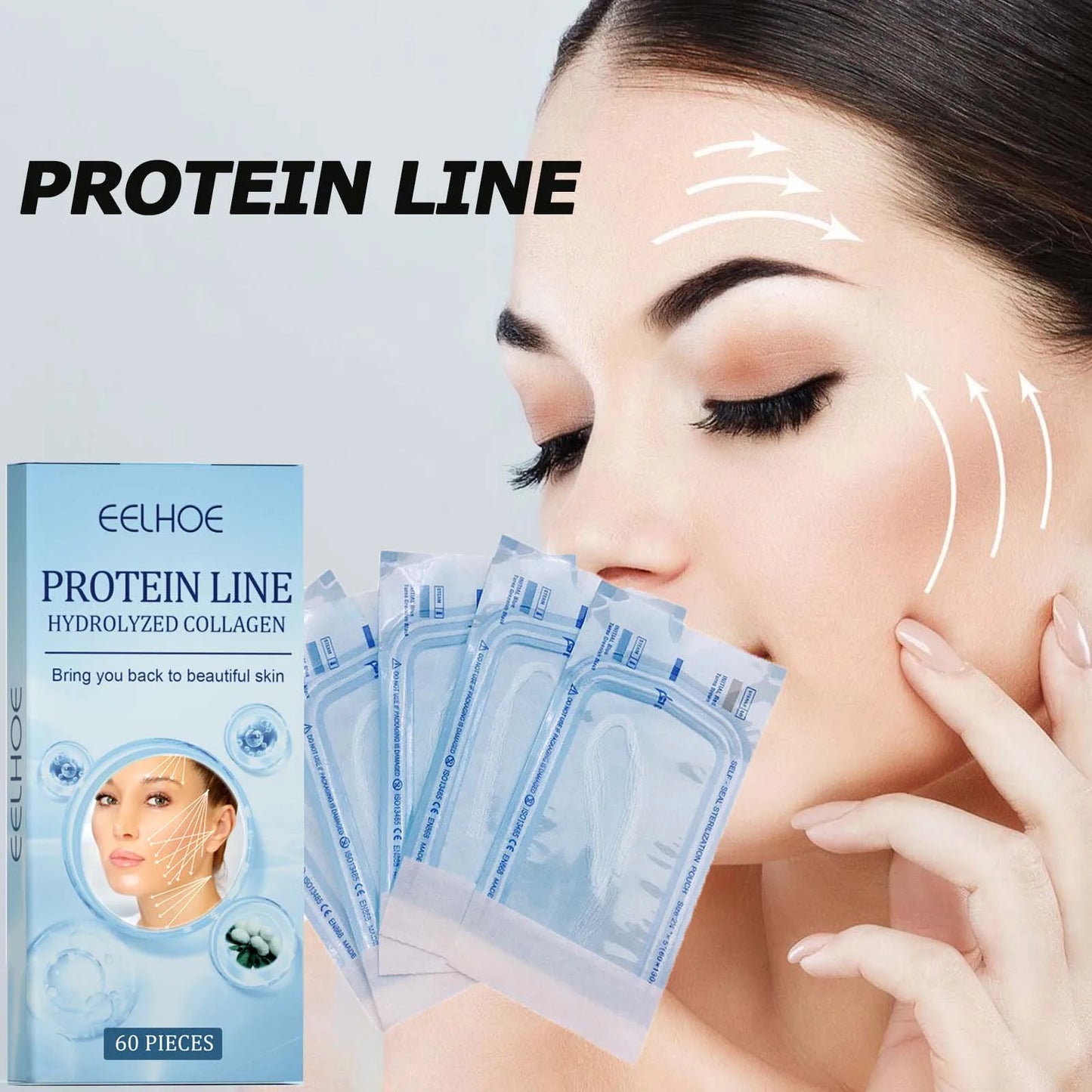 60 Stück Goldproteinfaden Faltenstraffung Gesichtsfüller Ohne Nadel Resorbierbares Glättendes Hydrolysiertes Kollagenfaden-Serum