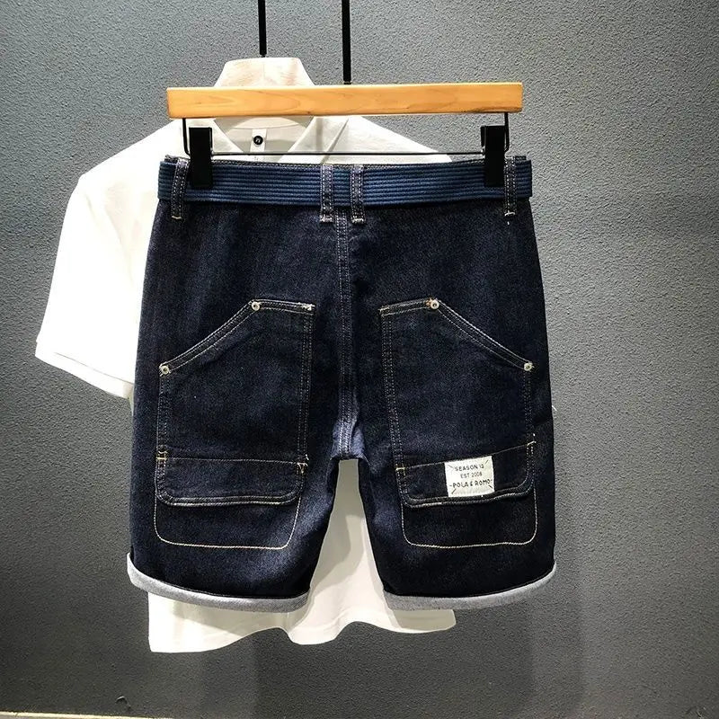 Men's Cargo Denim Shorts | Deep Blue Streetwear