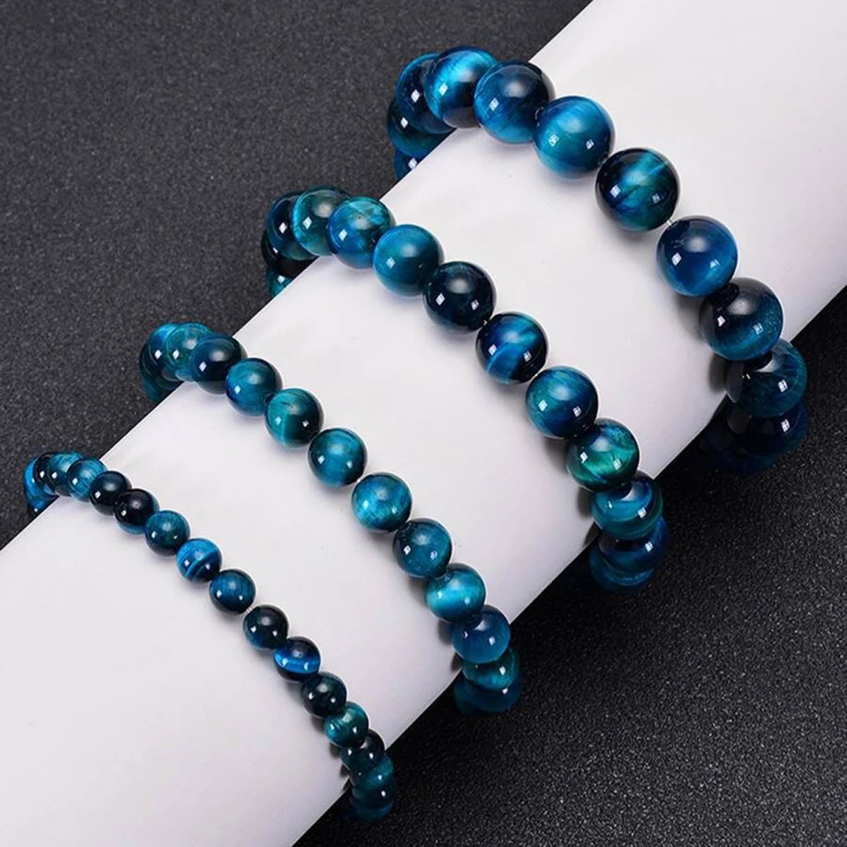 1 Stück 6/8/10mm Minimalistisches blaues Tigerauge-Steinperlenarmband Naturstein runde Perlenarmband zur täglichen Dekoration