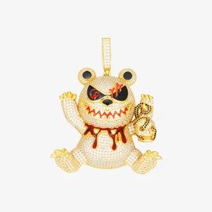 Moissanite Wizard Violence Bear Pendant Jewelry 925 Sterling Silver 3 Materials