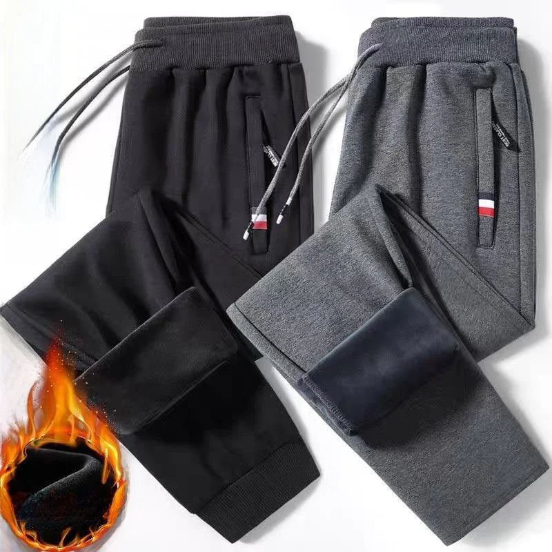 Trendige Herren-Cargo-Hose mit Fleecefutter, lässig, warm, gerades Bein, Neuntel-Trainingshose, Frühling, Herbst, Winter, bequem, Sport