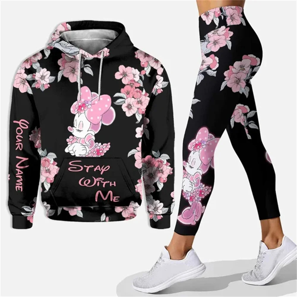 Customized Name Mickey Hoodie Women Hoodie Set Mickey Yoga Pants Sweatpants Women Disney Yoga Hoodie Leggings Fashion Sportswear