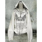 Subculture Gothic Women Coats with Hoodies Vintage Black Jackets Faux Fur Coat Female Loose Casual Sweatshirt