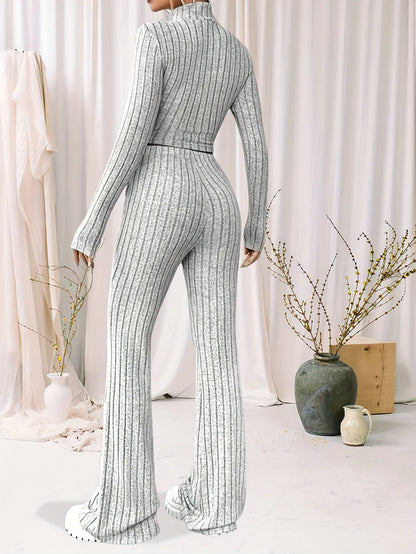 New style, fashionable and warm autumn and winter solid color turtleneck long sleeve trousers set