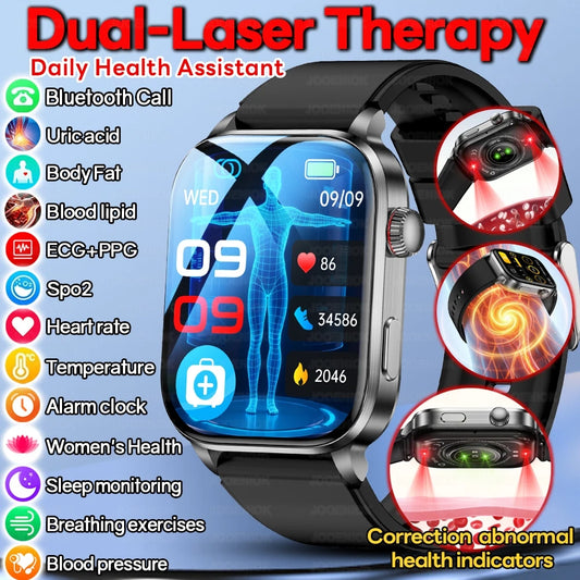 Laser Therapy ECG Smartwatch – Health Monitor & BT Call