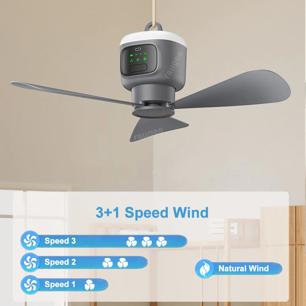 12000mAh Portable Camping Fan with LED Light & Remote