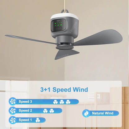 12000mAh Portable Camping Fan with LED Light & Remote