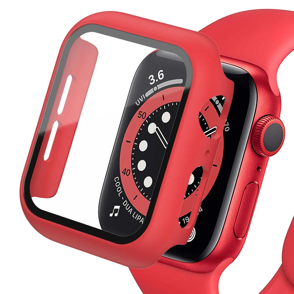 Displayschutzfolie aus gehärtetem Glas+Abdeckung für Apple Watch Zubehör 45mm 41mm 44mm 40mm 42mm Displayschutzfolie Apple Watch Hülle Serie 9 4 5 6 SE 7 8