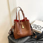 2025 New Large-capacity Bucket Bag, Winter Fashion Letter Printing Temperament Versatile Messenger Bag