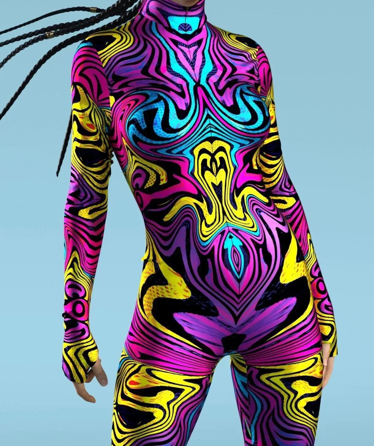 Colorful Rainbow Cosplay Costumes Abstract Geometry 3D Print Bodysuit For Women Skinny Jumpsuit Carnival Holiday Art Zentai Suit